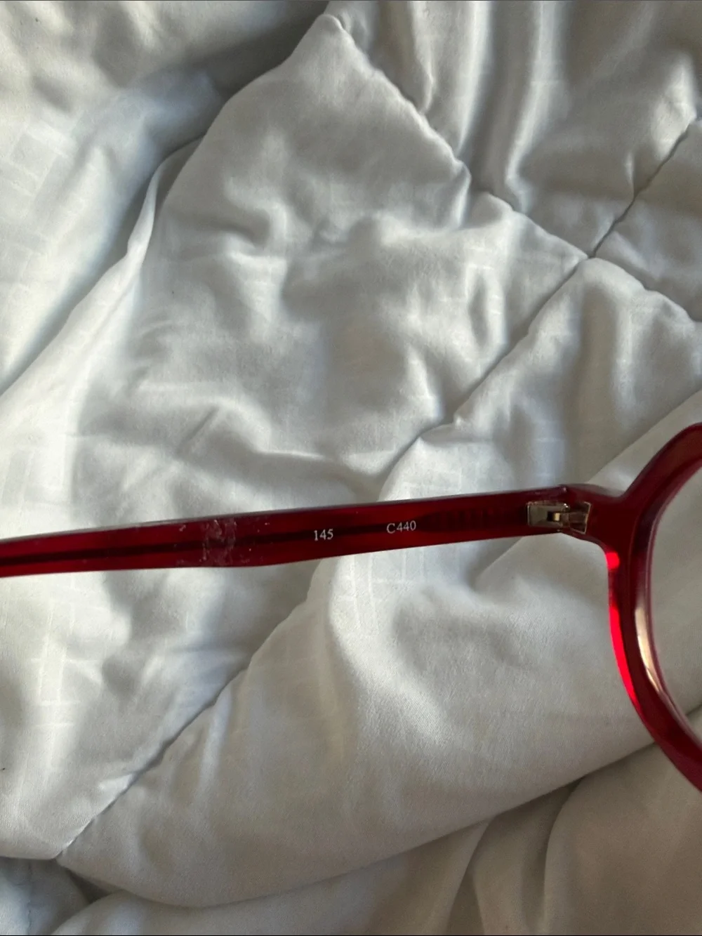Translucent Ruby Red Angular Round Glasses - Picture 3 of 8